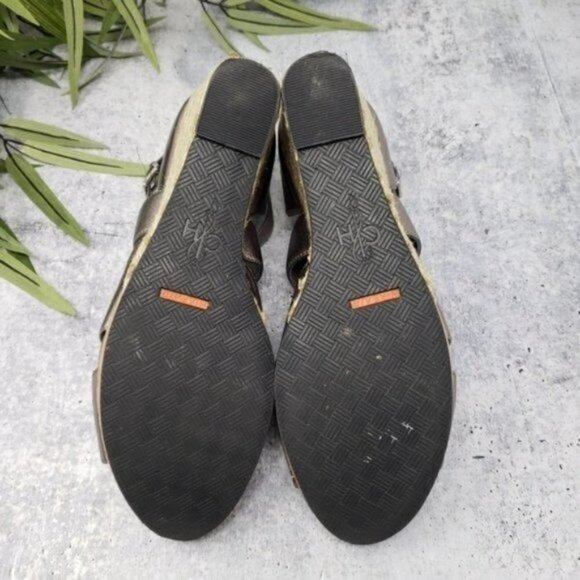 Cole Haan | Gunmetal Gray Silver Espadrille Wedge Sandals - Picture 6 of 10